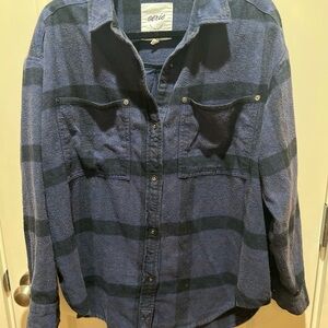 Aerie Blue Plaid Button-Up Shirt